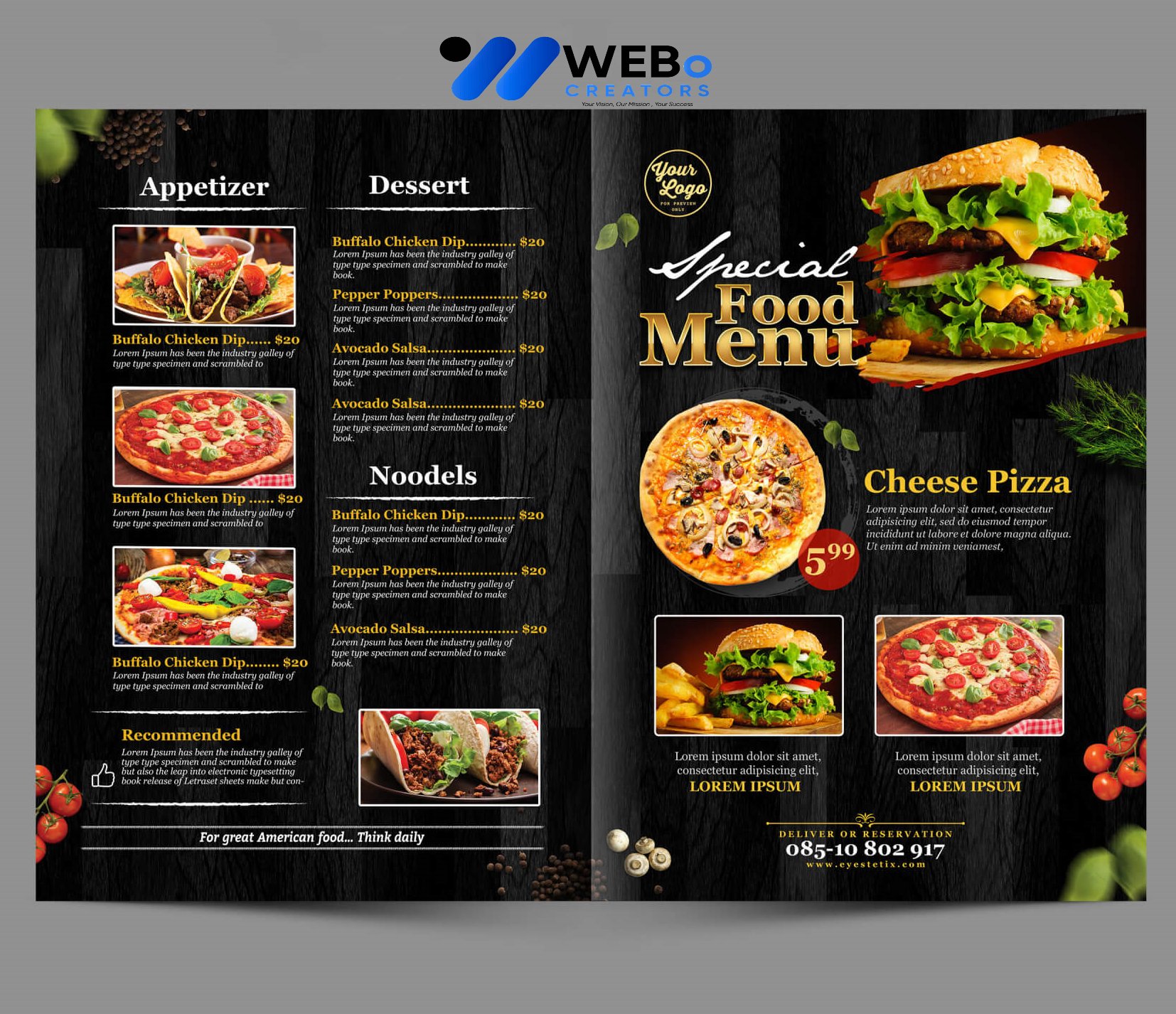 Modern restaurant menu design Houston ,TX 2026 café menu layout food branding design services